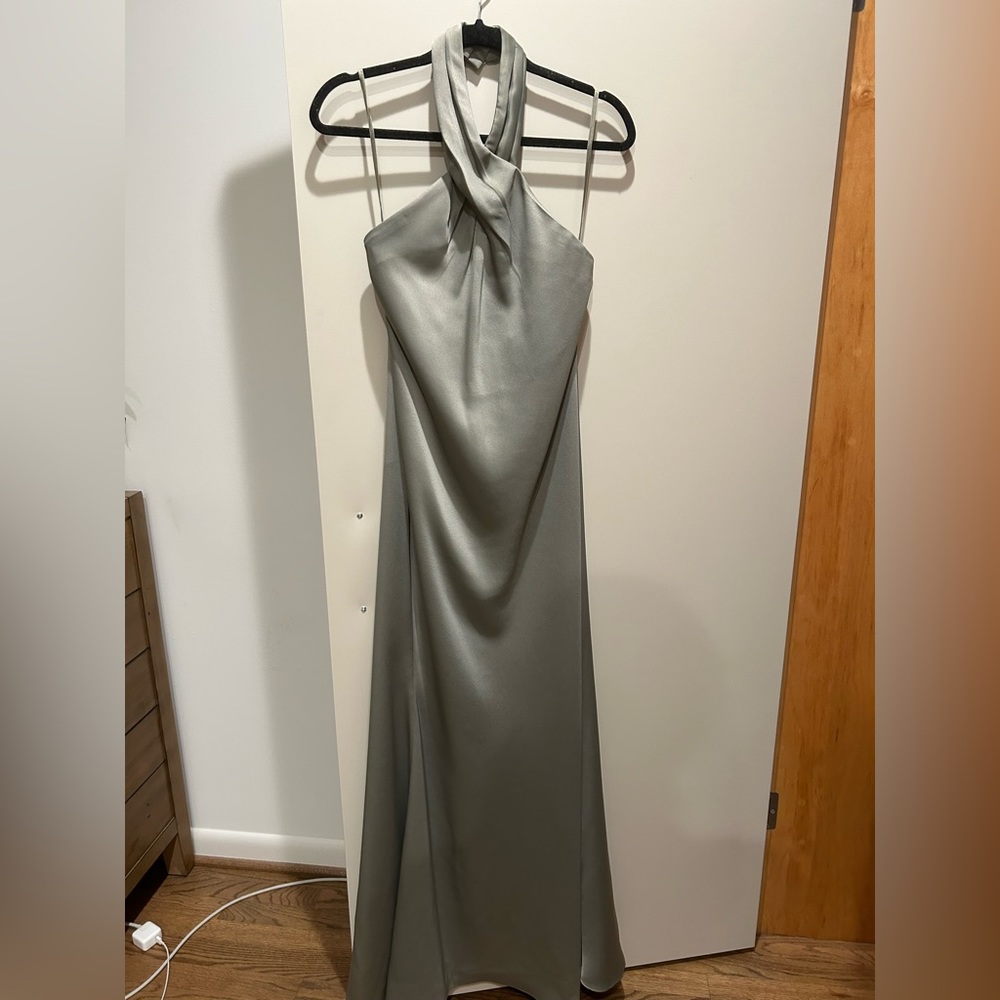 BHLDN Ruby Twist Halter Satin Gown